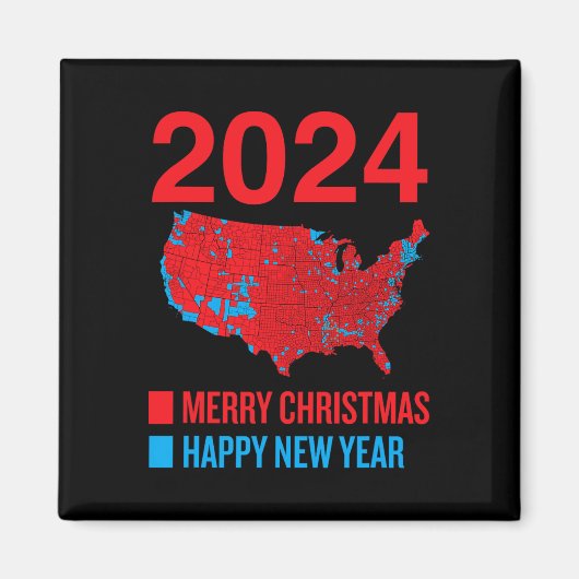 2024 Accurate Election Map Frohe Weihnachten Glück Magnet (Vorne)