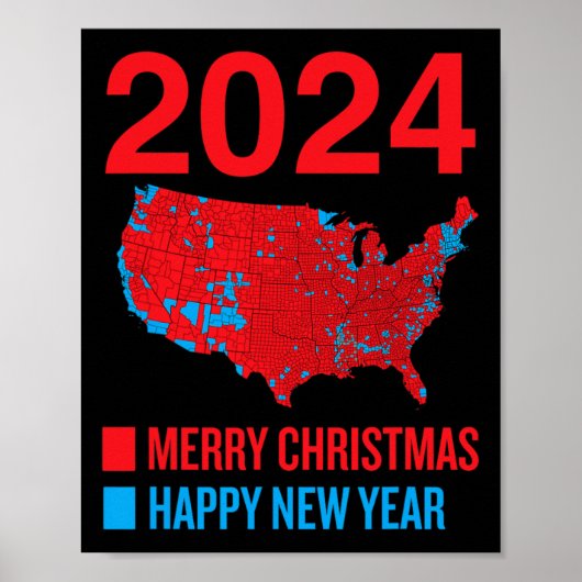 2024 Accurate Election Map Frohe Weihnachten Glück Poster (Vorne)