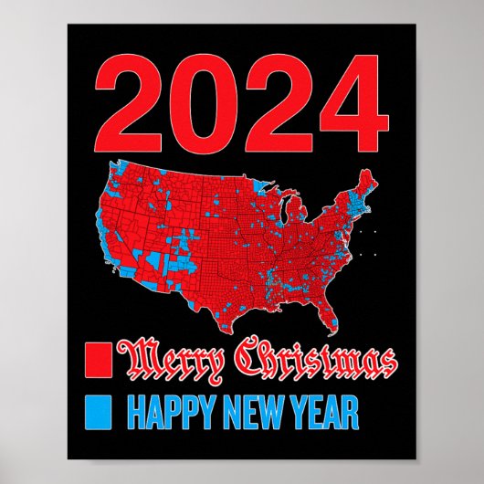 2024 Accurate Election Map Frohe Weihnachten Glück Poster (Vorne)
