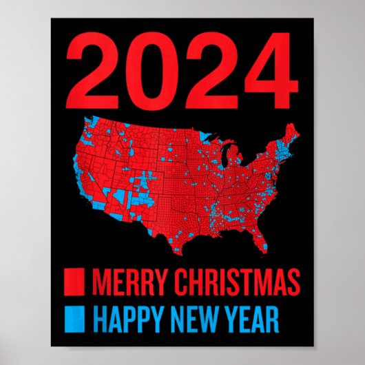 2024 Accurate Election Map Frohe Weihnachten Glück Poster (Vorne)