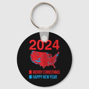 2024 Accurate Election Map Frohe Weihnachten Glück Schlüsselanhänger