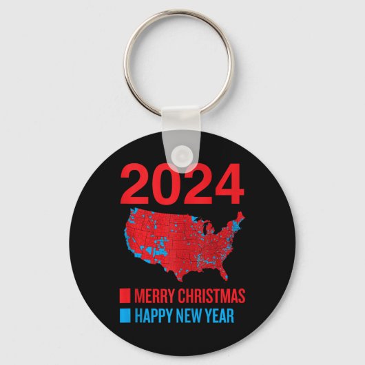 2024 Accurate Election Map Frohe Weihnachten Glück Schlüsselanhänger (Vorderseite)
