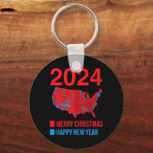 2024 Accurate Election Map Frohe Weihnachten Glück Schlüsselanhänger (Vorderseite)