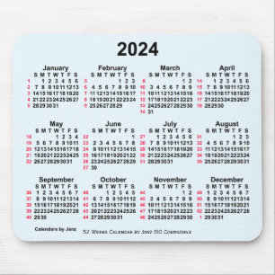 2024 Alice Blue 52 Weeks ISO Calendar by Janz Mousepad