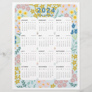 2024 auf einen Blick Kalender Blumenbüros Dekor Flyer