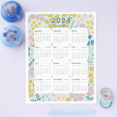 2024 auf einen Blick Kalender Blumenbüros Dekor Flyer (Einzeln)