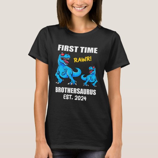 2024 Baby Announcement Dinosaur First Time Brothe T-Shirt (Vorderseite)