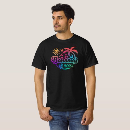 2024 Bahamas Urlaub oder Trip Design T-Shirt (Vorne ganz)