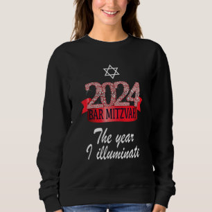 2024 Bar Mitzvah Zitat Feierliches Schwarzes Rotes Sweatshirt