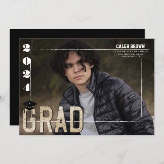 2024 Bekanntgabe des Fotos "Border Grad Abschluss" Einladung (Vorne/Hinten)