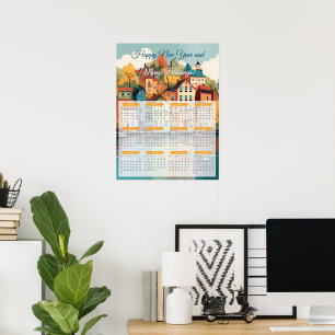 2024 Bezaubernder Dorfkalender Poster