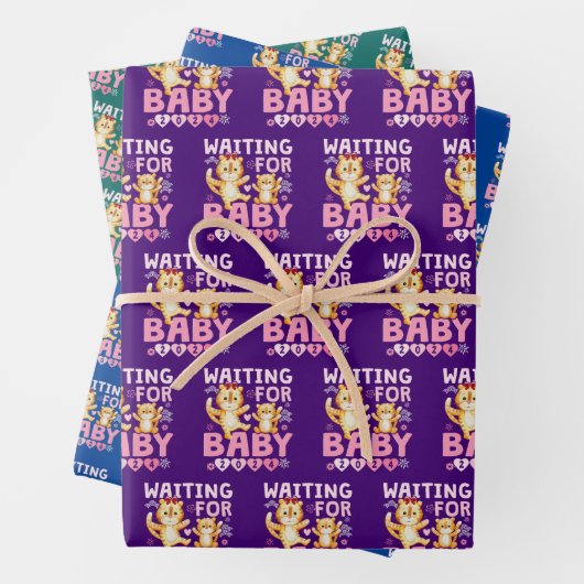 2024 Big Sister Gewartet für Baby Niedlich Tigers Geschenkpapier Set (Beispiel)