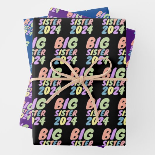 2024 Big Sister Girly Dots Geschenkpapier Set (Beispiel)