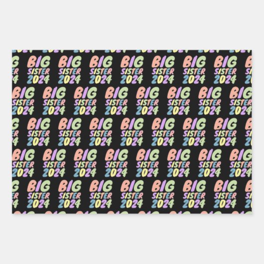 2024 Big Sister Girly Dots Geschenkpapier Set (Vorderseite)