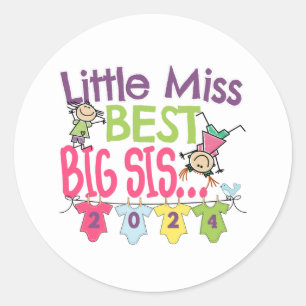 2024 Big Sister - Little Miss Best Big Sis Classic Runder Aufkleber