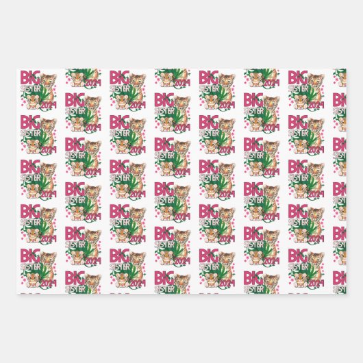 2024 Big Sister - Tropischer Jungle Tiger Geschenkpapier Set (Vorderseite)