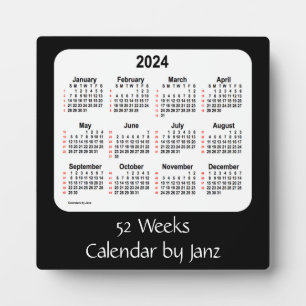 2024 Black 52 Weeks Calendar von Janz Fotoplatte
