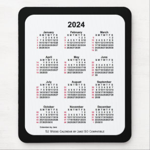2024 Black 52 Weeks ISO Kalender von Janz Two Tone Mousepad