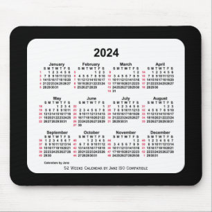 2024 Black 52 Weeks ISO Kalender von Janz Two Tone Mousepad