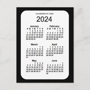 2024 Black 6 Month Mini Kalender von Janz Postkarte