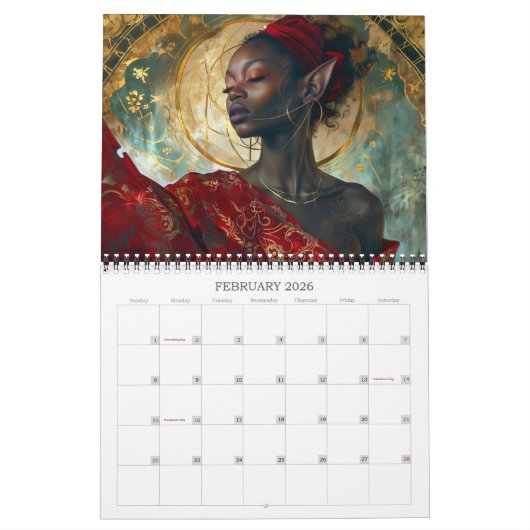 2024 Black Fantasy Art Mystical Muses Kalender (Feb 2026)