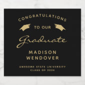 2024 Black Gold Script Cap Abschluss Schaumweinetikett (Einzelnes Label)