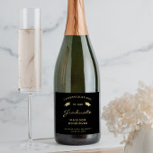 2024 Black Gold Script Cap Abschluss Schaumweinetikett