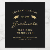 2024 Black Gold Script Cap Abschluss Weinetikett (Einzelnes Label)