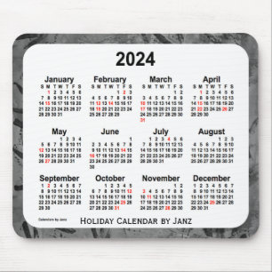 2024 Black Holiday Art Calendar by Janz Mouse Pad Mousepad