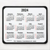 2024 Black Two Tone 52 Weeks Calendar von Janz Mousepad (Vorne)
