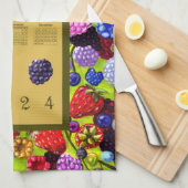 2024 BlackBerry Calendar Berries Border Erdbeere Geschirrtuch (Viertel Falte)