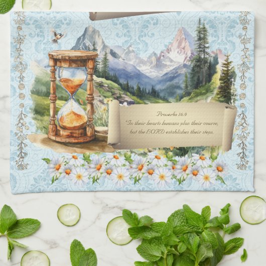 2024 Blauer Kalender Handtuch Alpen Berge Spuren (Gefaltet)