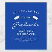 2024 Blue White Script Cap Abschluss Weinetikett (Einzelnes Label)