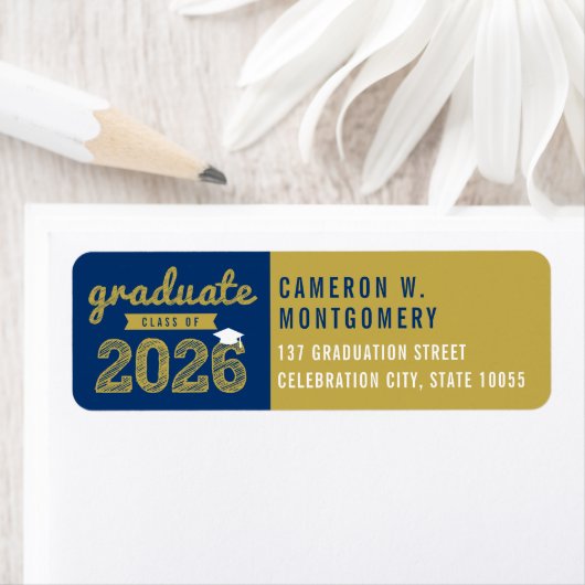 2024 Bold Sketch Modern Navy Abschluss Adresse (Insitu)