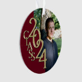 2024 Burgund und Gold Abschluss Foto Ornament (Vorderseite)