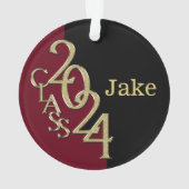 2024 Burgund und Gold Abschluss Foto Ornament (Rückseite)