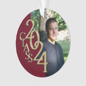 2024 Burgund und Gold Abschluss Foto Ornament (Vorderseite)