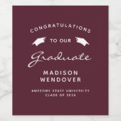 2024 Burgund White Script Cap Abschluss Weinetikett (Einzelnes Label)