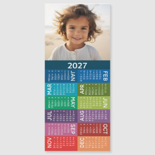 2024 Calendar 1 Photo Collage Colorful Background Magnetkarte