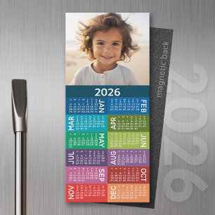 2024 Calendar 1 Photo Collage Colorful Background Magnetkarte