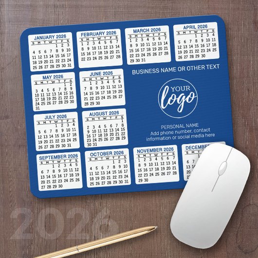 2024 Calendar - add logo, Contact Information Blue Mousepad