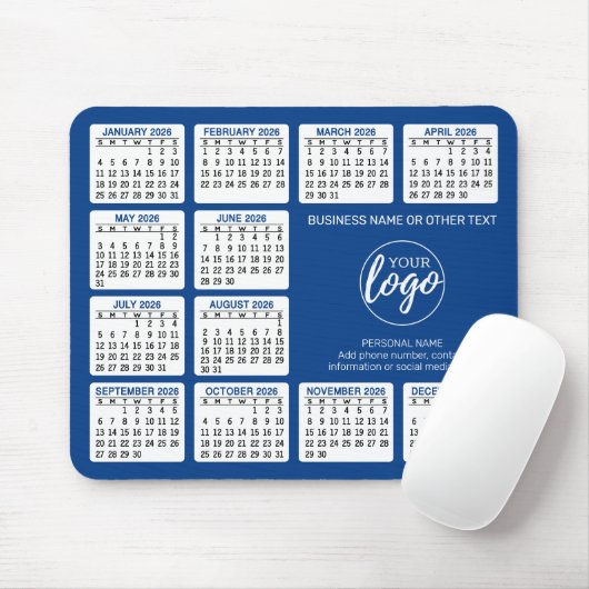 2024 Calendar - add logo, Contact Information Blue Mousepad (Mit Mouse)