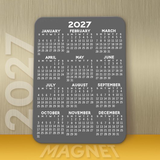 2024 Calendar - Basic Grey Mini Calendar Magnet