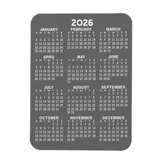 2024 Calendar - Basic Grey Mini Calendar Magnet (Vertikal)