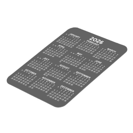 2024 Calendar - Basic Grey Mini Calendar Magnet (Linke Seite)
