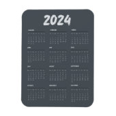 2024 Calendar Black And White Simple  Magnet (Vertikal)