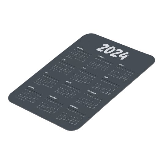 2024 Calendar Black And White Simple  Magnet (Linke Seite)