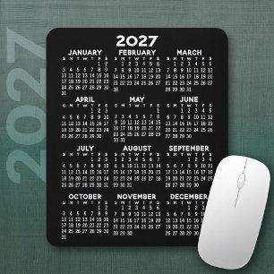 2024 Calendar - black background - Vertikale Mousepad