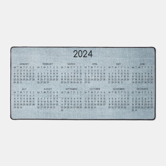 2024 Calendar Blue Denim Foto Schreibtischunterlage (Vorderseite)
