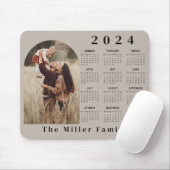 2024 Calendar boho modern 1 Foto elegant beige Mousepad (Mit Mouse)